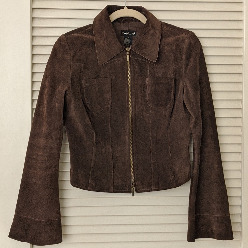 Bebe Suede Leather Crop Jacket